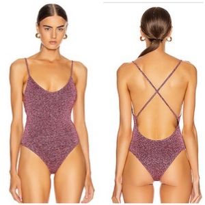 Caroline Constas Delfina metallic lurex swimsuit